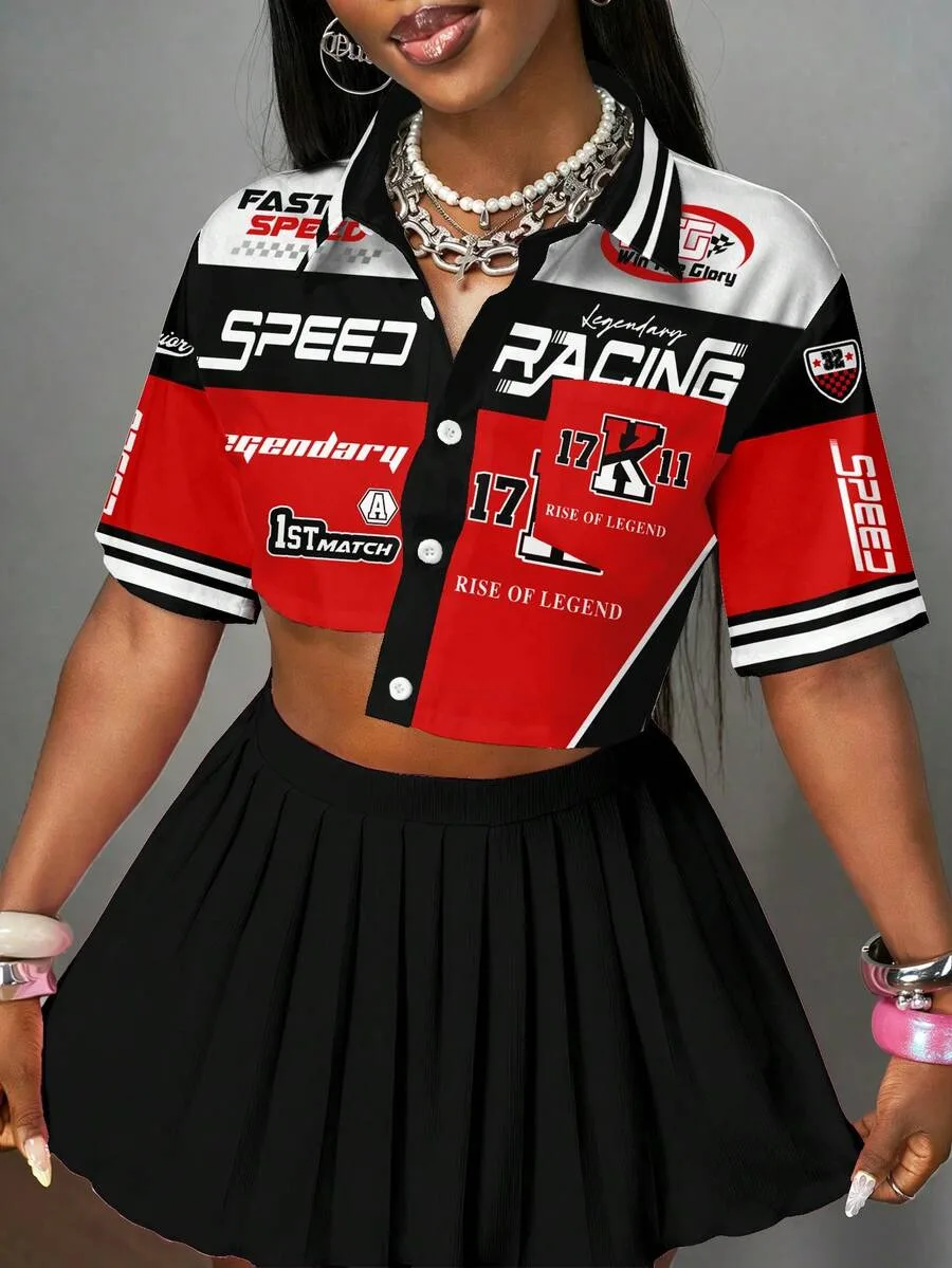 Red Racing Crop Shirt