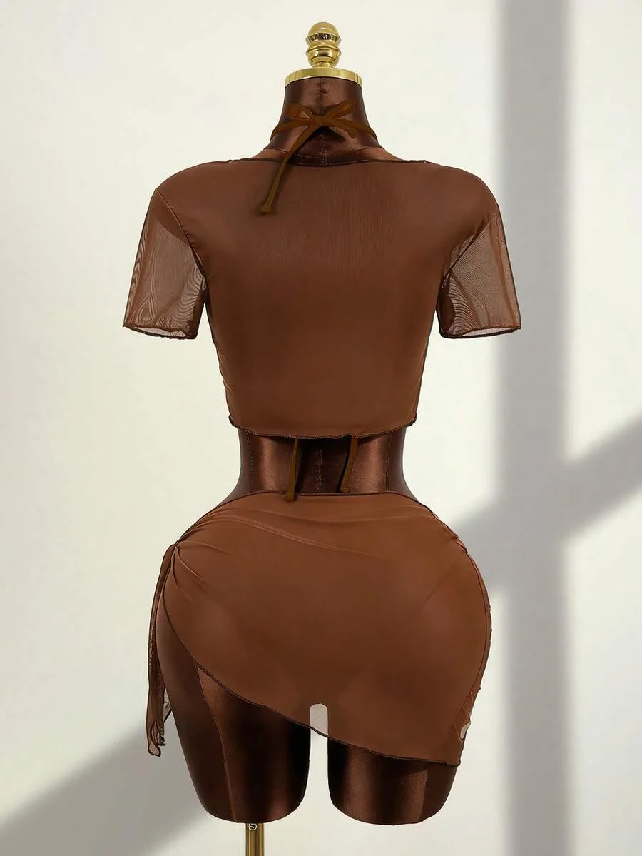 Brown Mesh Bikini Set — photo 1 of 4