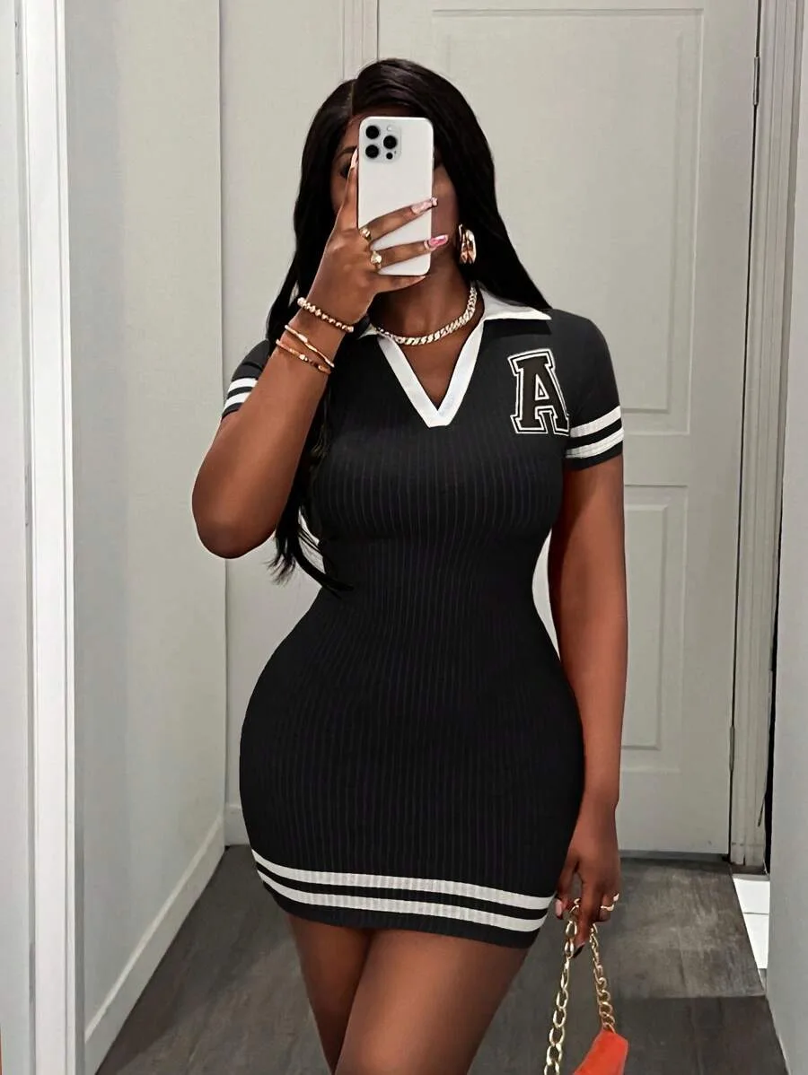 Black Varsity Polo Mini Dress — photo 1 of 5