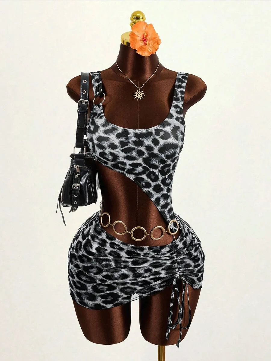 Leopard Cutout Swimsuit & Skirt — photo 1 of 5